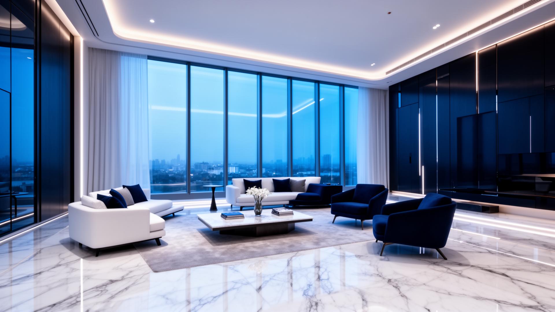 Pristine modern luxury living room